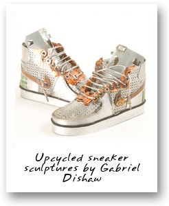 Upcycled sneaker sculptures by Gabriel Dishaw