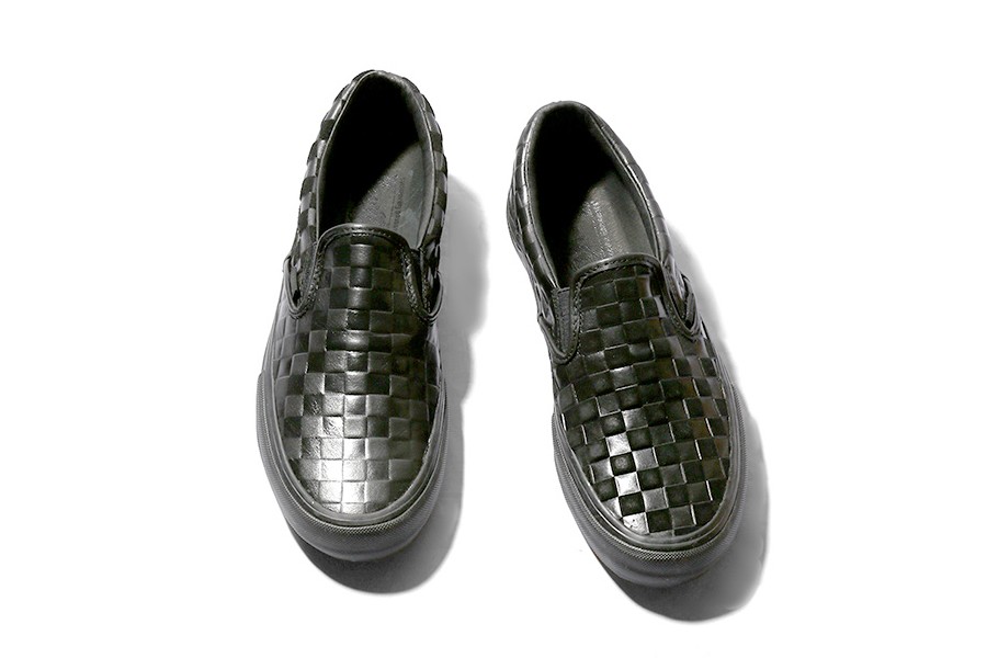 vans checkerboard slip on leather